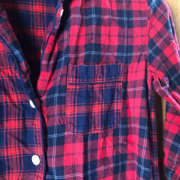 J Crew Collared Mixed Plaid Flannel Button Front Pajama Top - XS - Picture 5 of 11